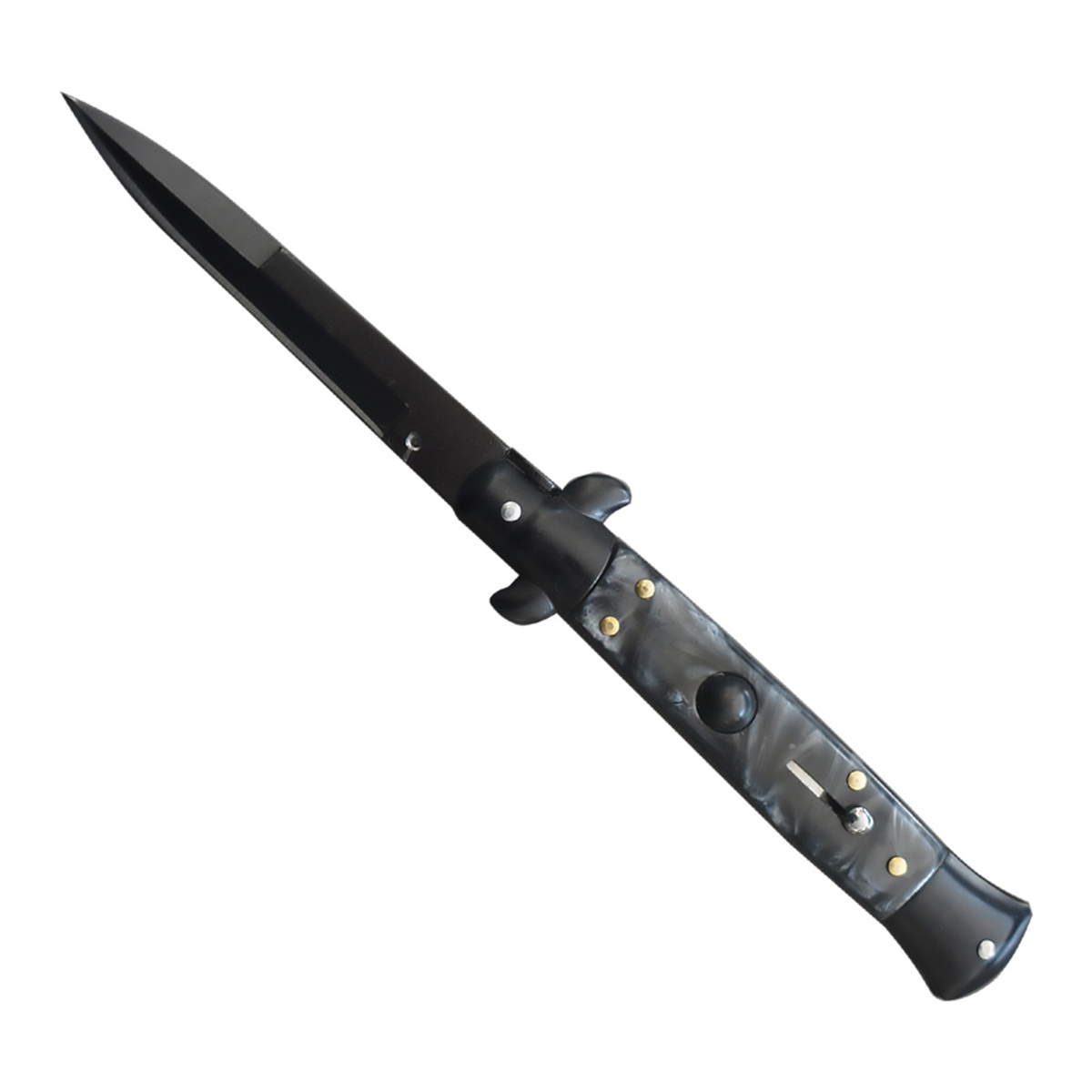 Blackout Godfather Quick-Deploy Stiletto Switchblade – Matte Black